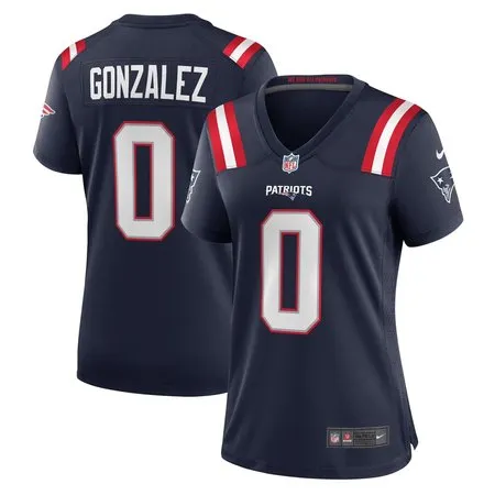 Women's New England Patriots #0 Christian Gonzalez  Navy Game Jersey