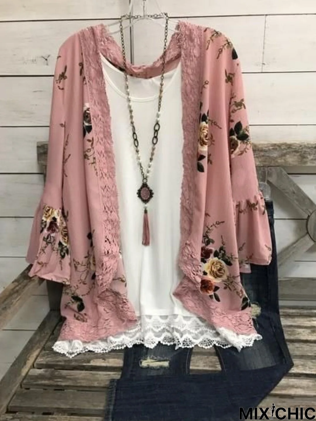 Casual Long Sleeve Printed Cardigan