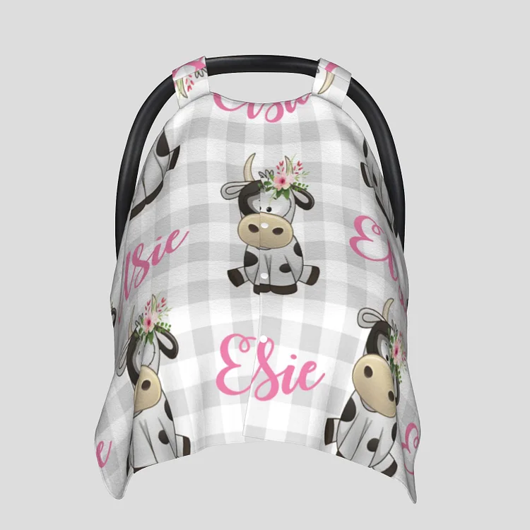 Personalized Baby Cow Car Seat Canopy for Comfort & Unique| C15