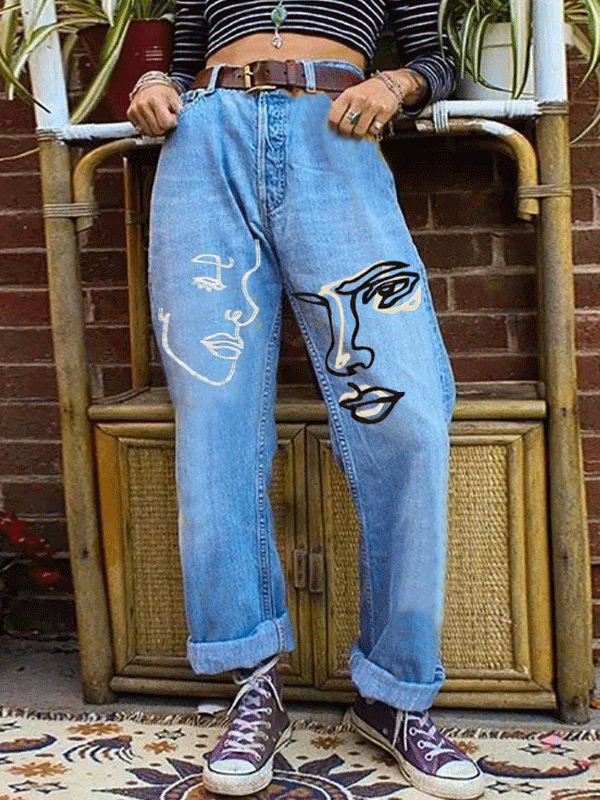 Face printing jeans