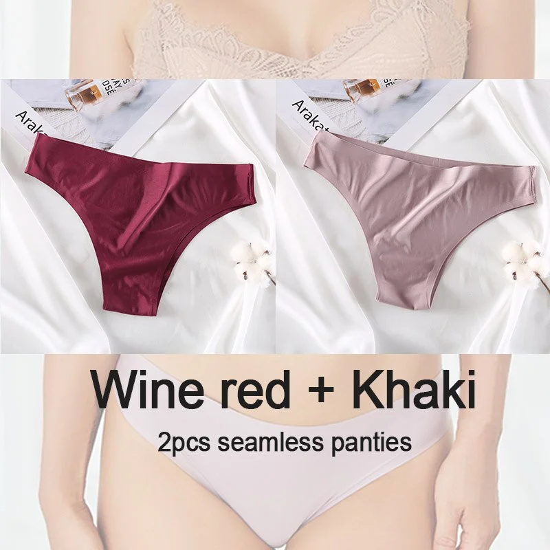 2PCS/Set Women's Panties Seamless Underwear Sexy Lingerie Thong Female Underpants Low-Rise Pantys T-back Briefs Femme Panties