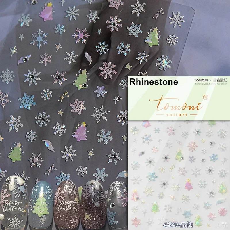 Cncures Short Spring Nails – Blue Moon & Snowflake Winter Nail Art Decals  