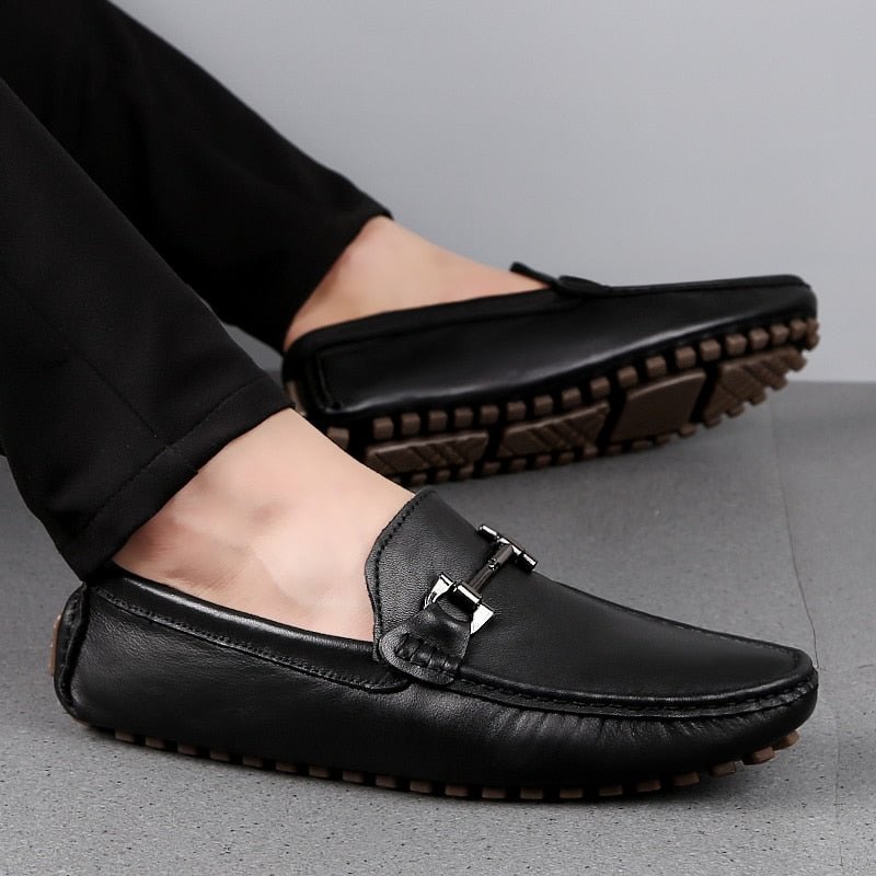 Designer Men's Casual Shoes Summer Breathable Fashion black White Sneakers slip on Men genuine Leather Shoes loafers male