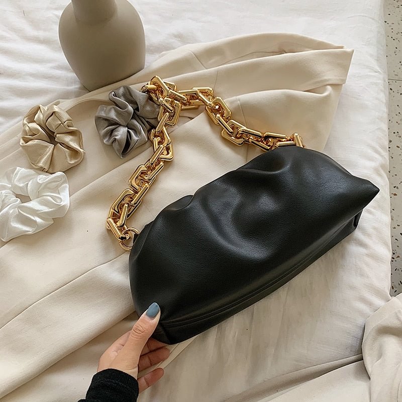 Gold Chain Bags For Women 2020 Summer PU Leather Crossbody Bags For Women Luxuury Elegant Shoulder Handbags