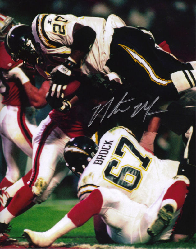 NATRONE MEANS SAN DIEGO CHARGERS ACTION SIGNED 8x10