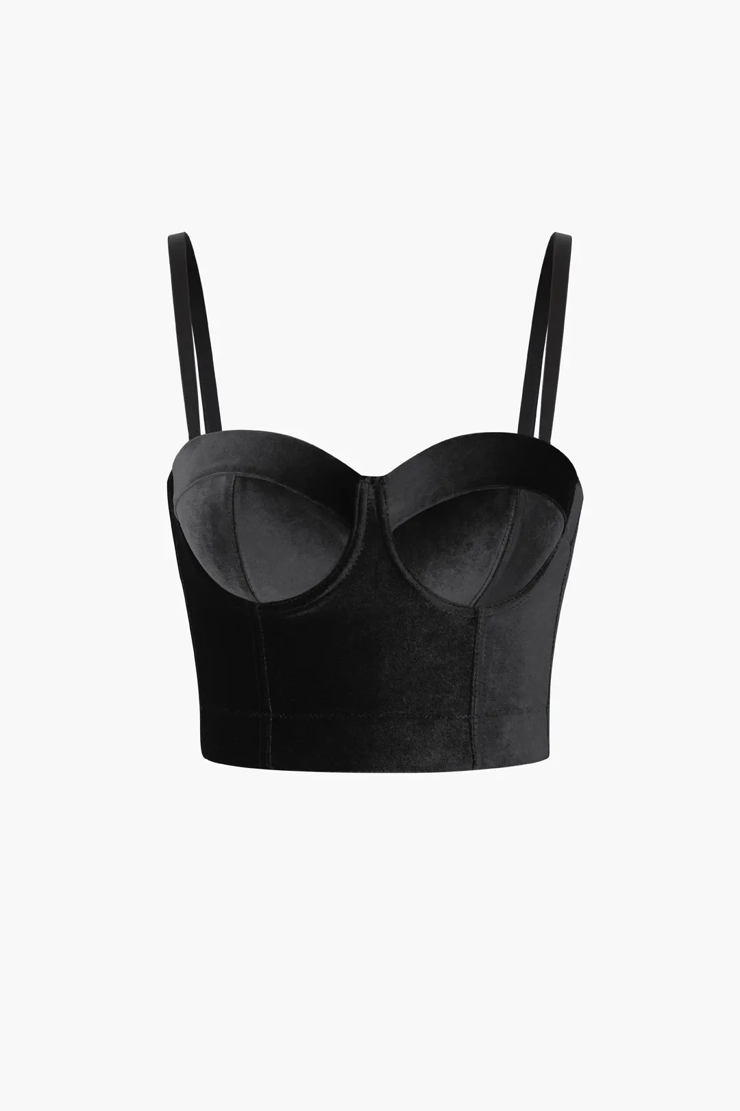 Brownm Color Vintage Velvet Bustier Cami Top