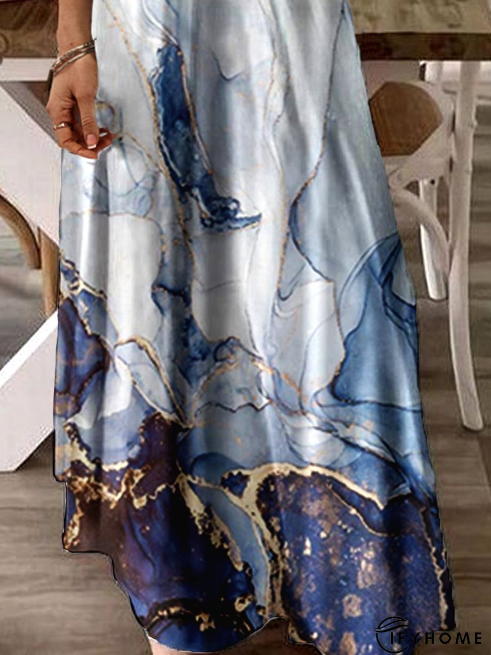 Abstract Short Sleeve Square Neck Casual Dress | IFYHOME