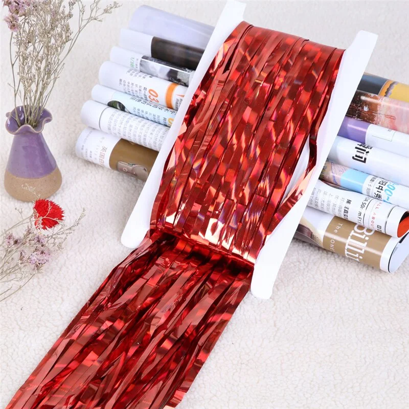 1*2M Gold Pink Rainbow Sequin Backdrop Foil Fringe Tinsel Curtain Birthday Party Rain for Wedding Wall Anniversary Decoration