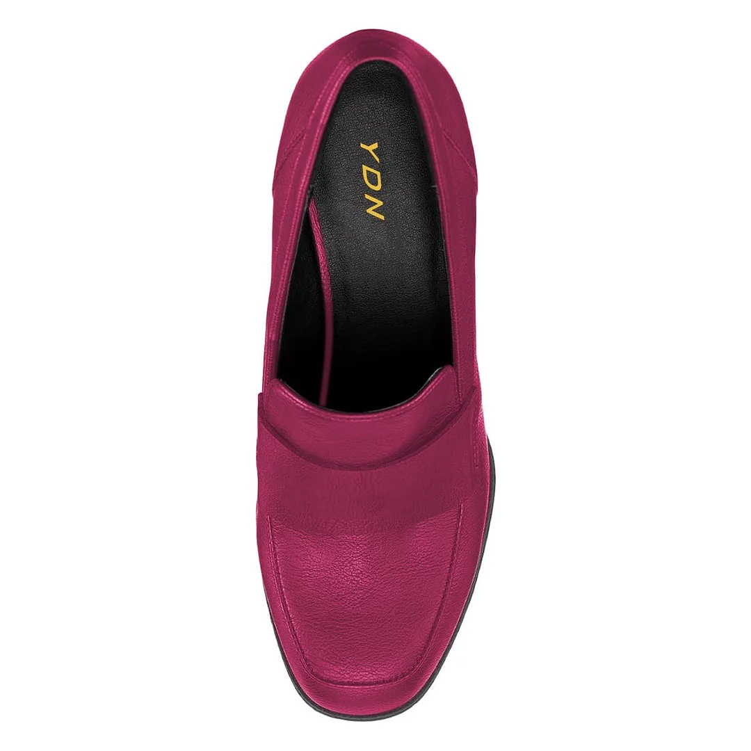 Slip On Wedges Metallic Fuchsia Platform Loafer Heels for Women