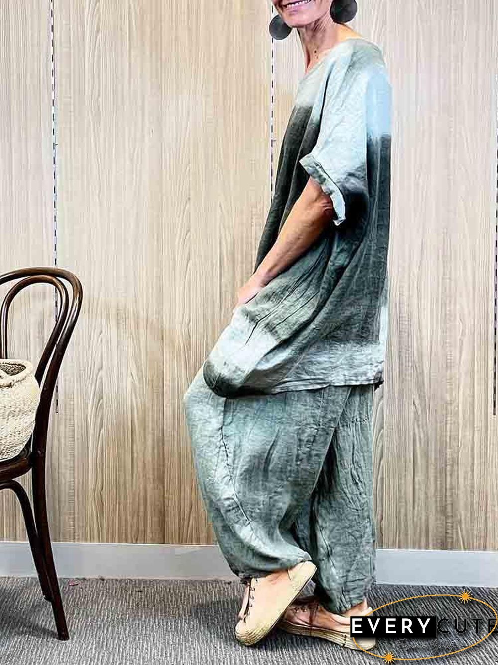 Half Sleeve Printed Top And Pants Set