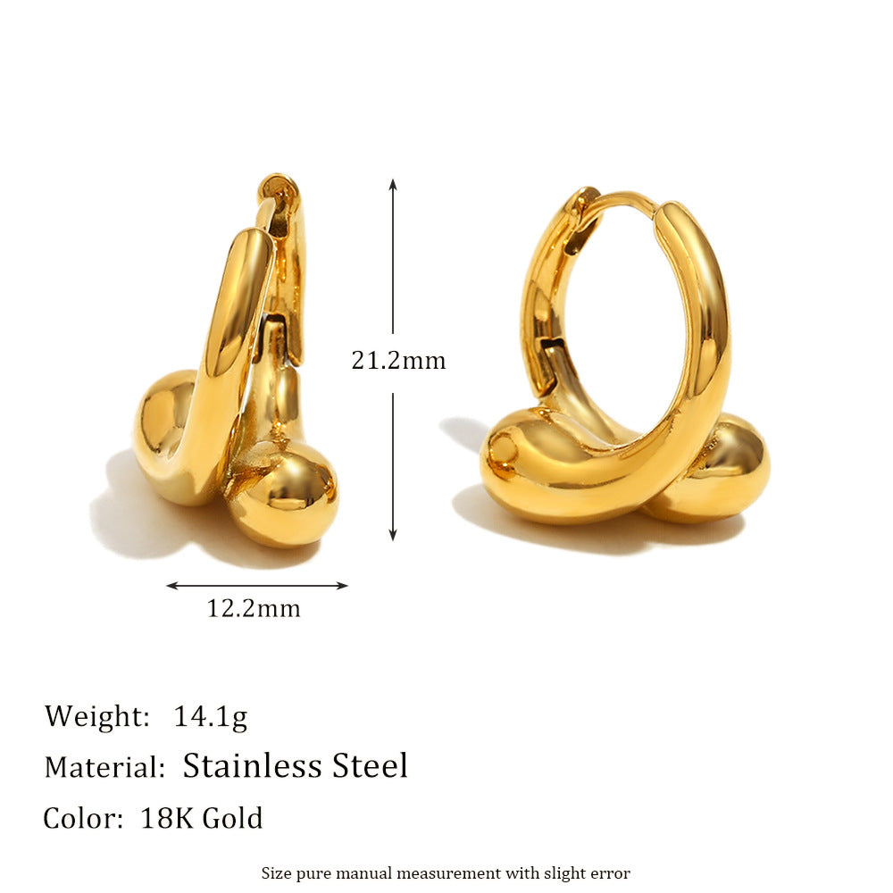 Fashionable And Simple Niche Earrings Stainless Steel Plated With 18K Gold Personalized Snake Head Small Ear Buckles For Women
