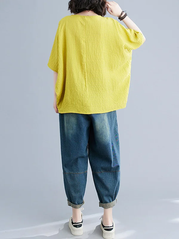 Fun In Stripes Uneven Hem Short Sleeve Pink T-Shirt