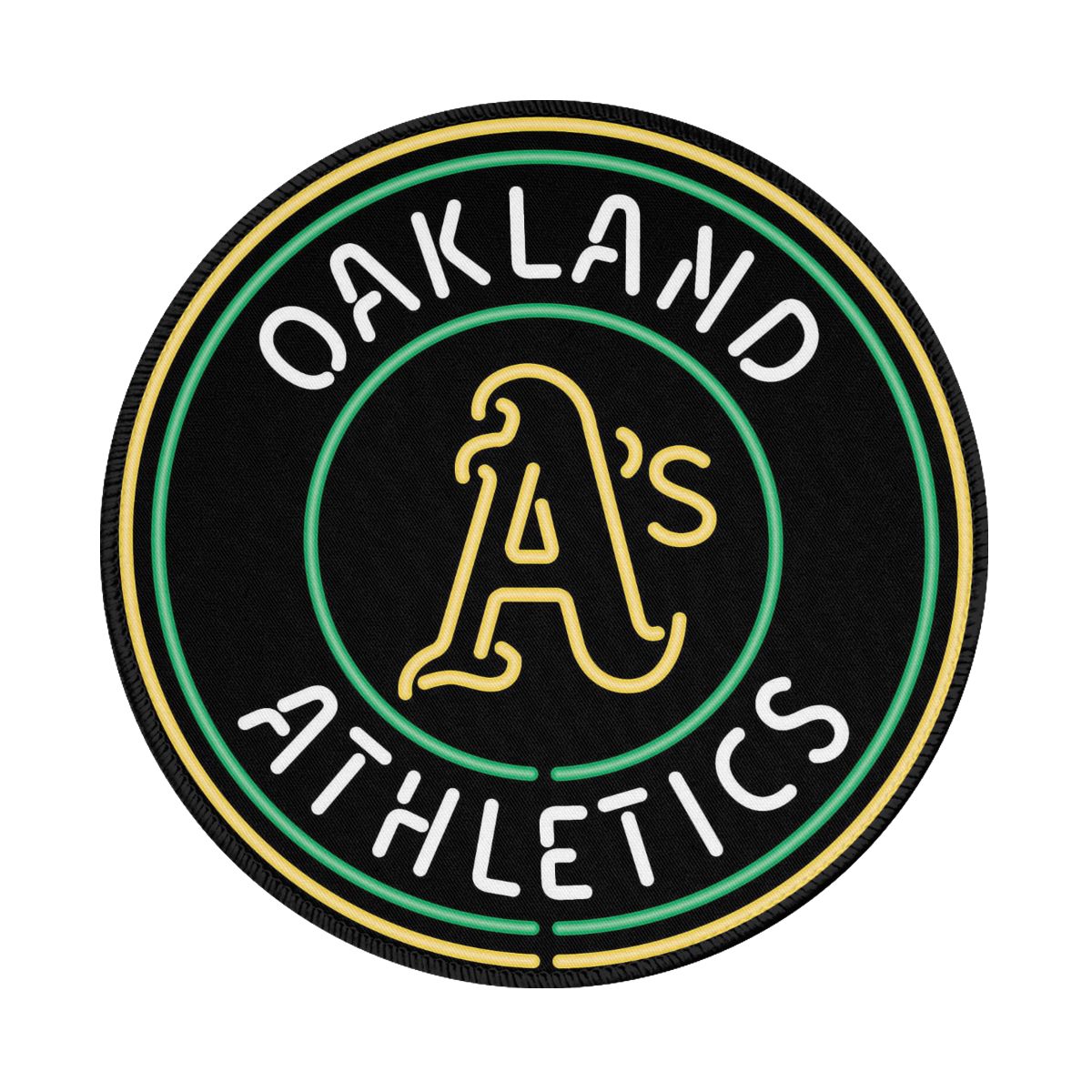 Oakland Athletics Neon Waterproof Round Mouse Pad for Wireless Mouse