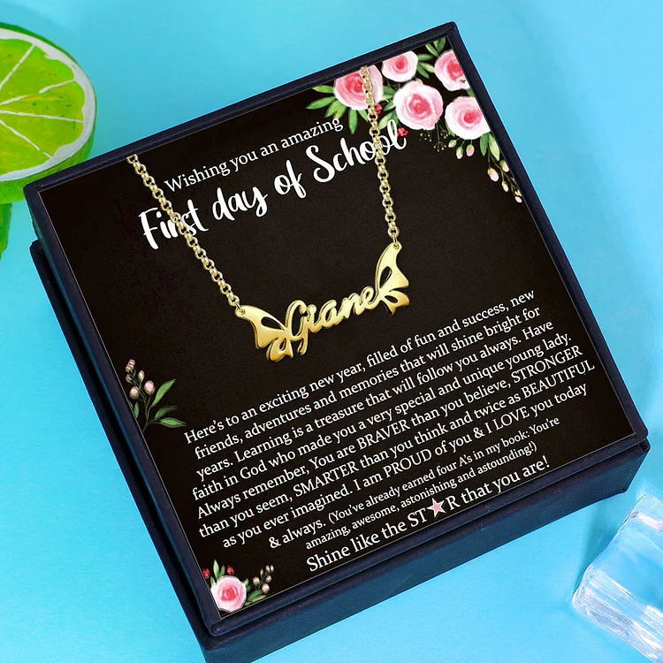 Custom Cute Butterfly Name Necklace for Girls