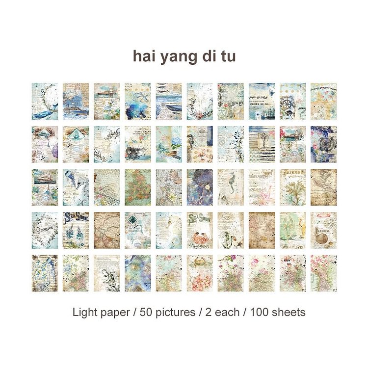 JOURNALSAY 100 Sheets Literary Retro Journal Material Paper No-stickiness Tearable