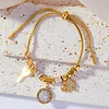 Stylish Key Elegant Zircon Pendant Golden Bracelet
