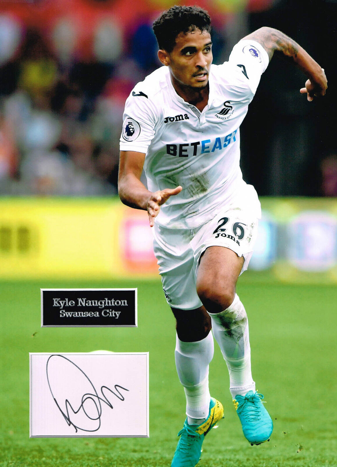 Kyle NAUGHTON SIGNED Autograph 16x12 Photo Poster painting Mount AFTAL COA Swansea City FC