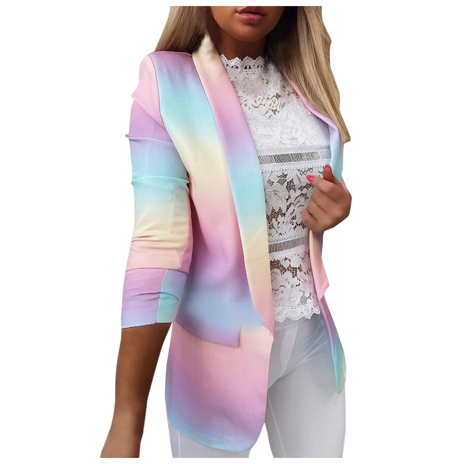 2023 Retro Floral Printing Suit Casual Professional Versatile Style Blazer Pocket Casual Coat Outwear