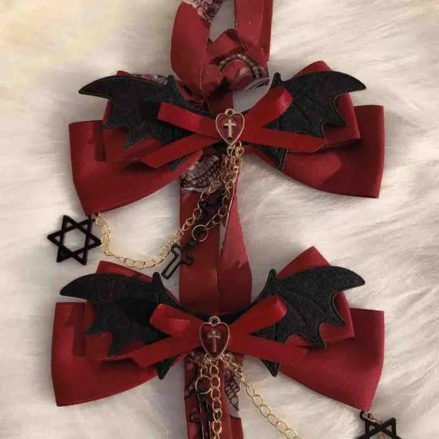 Gothic Punk Hexagram Cross Bowknot Lolita Hair Clip BE199
