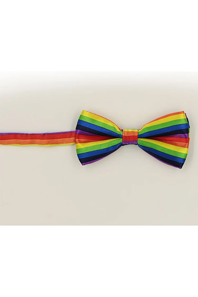 Rainbow Striped Print Casual Bow Ties
