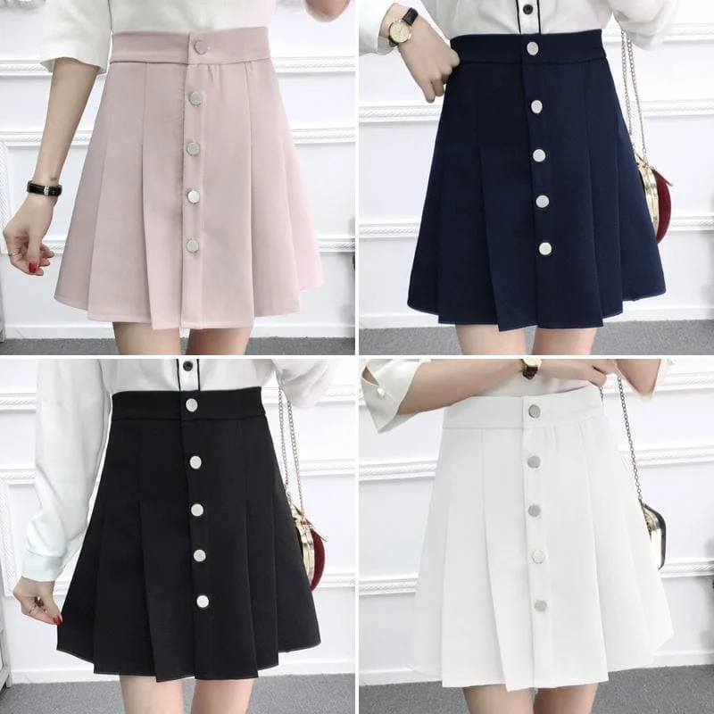 4 Colors Sweet High Waist Pleated Skirt SP1812345