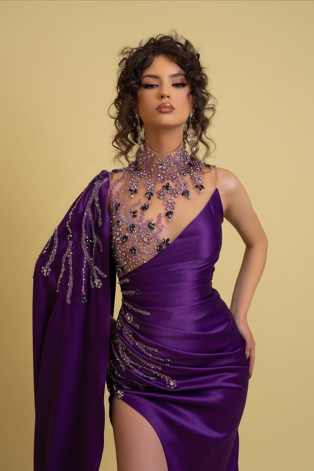 Prom Dress Regency Charmeuse One Shoulder With Ruched Beads YL0261 prom-dress-regency-charmeuse-one-shoulder-with-ruched-beads-yl0261