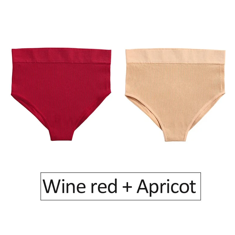 2PCS/Set Women's Panties High Waist Seamless Underwear Female Underpants Woman Sexy Briefs Ladies Panties Intimates Lingerie