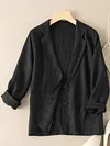 Casual Linen Long Sleeve Cropped Blazer