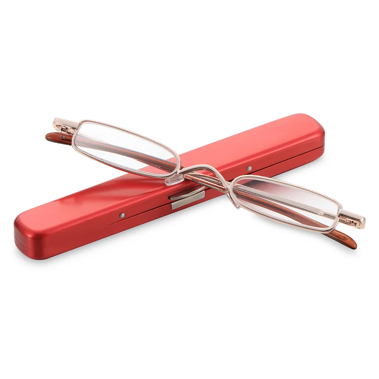 Portable Slim Metal Reading Glasses With Glasses Case Comfortable Mini Ultra light Reader Spectacles +1.0 to 4.0 High Quality