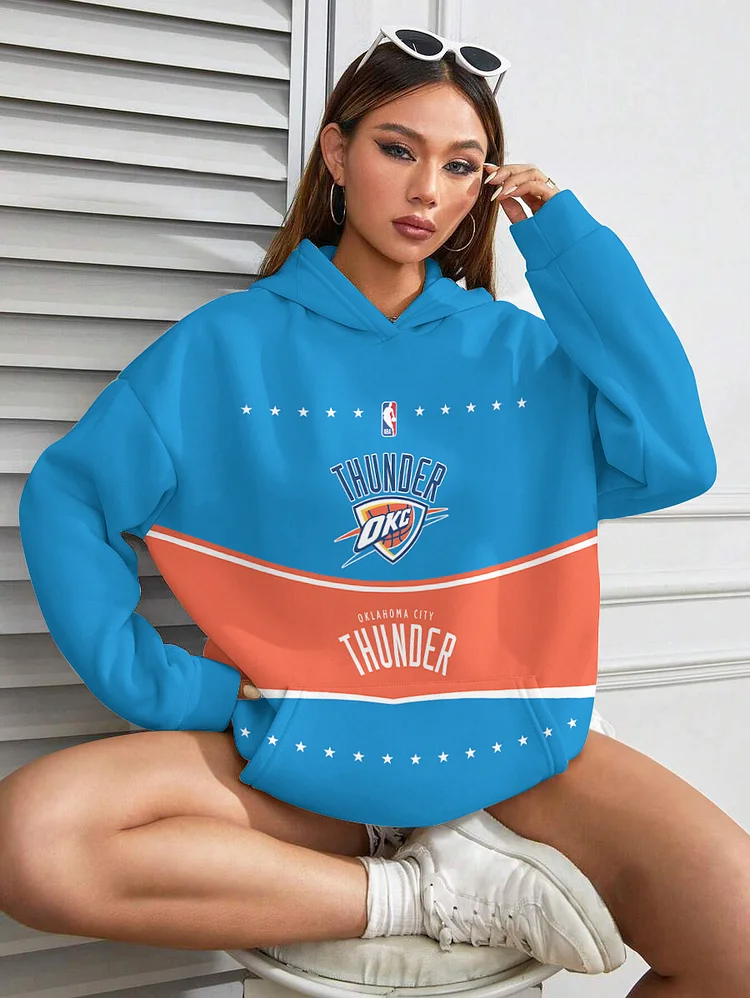 Oklahoma City Thunder  Printed Hooded Pocket Pullover Hoodie