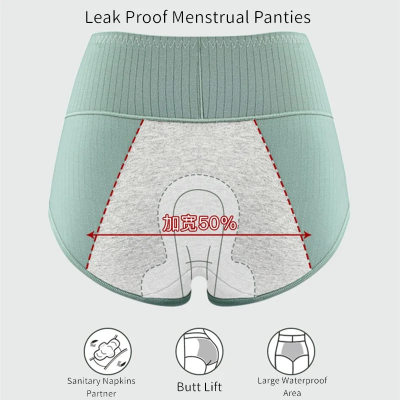 Leak Proof Menstrual Panties Cotton Physiological Pants High Waist Cotton Underpants Period Women Underwear Waterproof Briefs