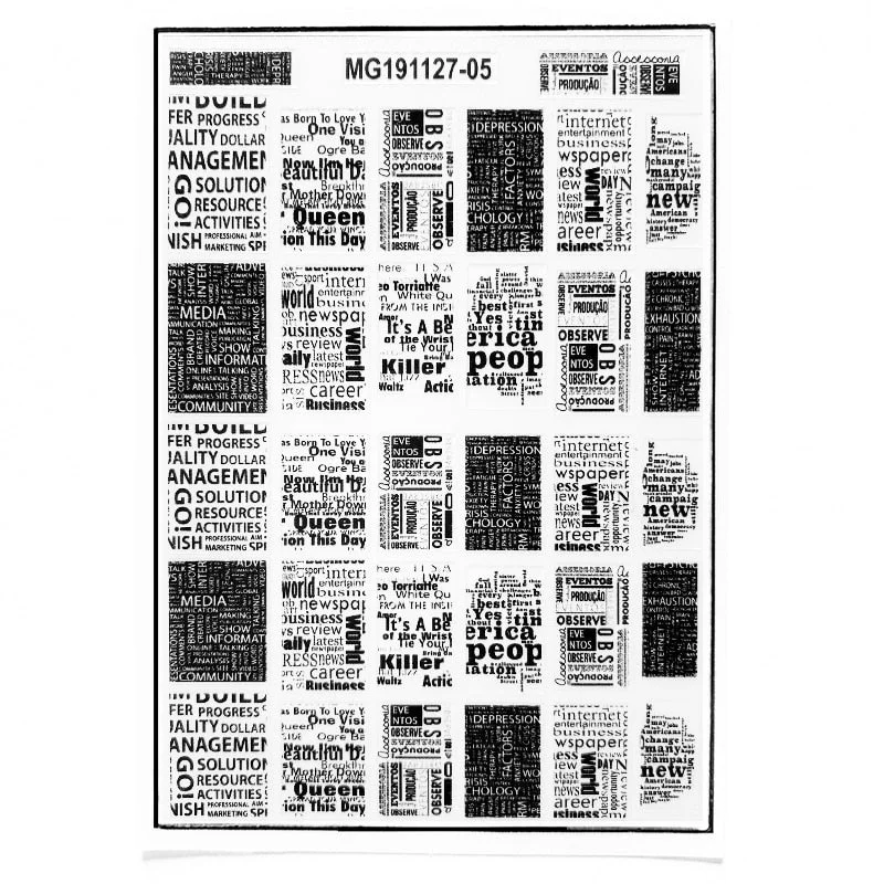 1 Sheet 3D Nail Stickers Black Geometric Flower Letter Patterns Adhesive Transfer Decals Nail Art DIY Design Decoration