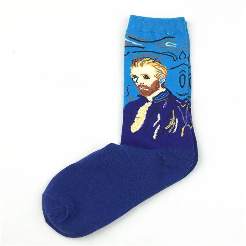 CUHAKCI Cotton Socks Funny Oil Painting Fashion Happy Socks Night Winter Male Female Colorful Print Van Gogh Art Sock one pair
