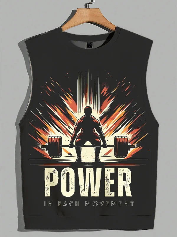 Men's Power In Each Movement Illustration Print Workout Tank Top
