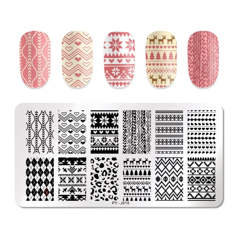 PICT You Valentine's Day Nail Stamping Plates Love idea nail Art Plate Stainless Steel Nail Design Stamp Plate Stencil Tools-Nail Inspo