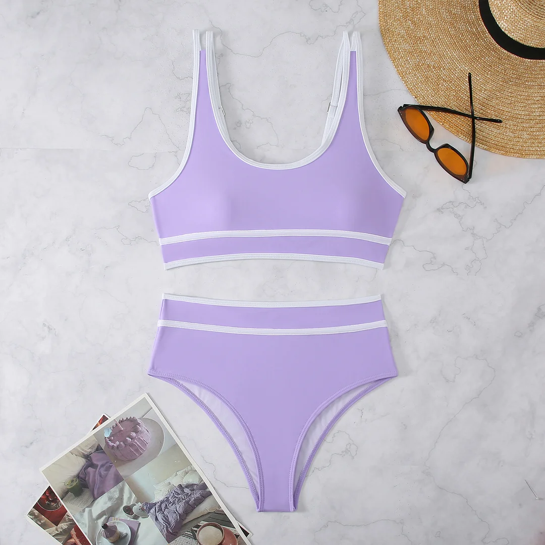 Uveng Uveng New Sexy Swimsuit Female Bikini Bikini Split Body Contrast Color Multi-Color Swimsuit