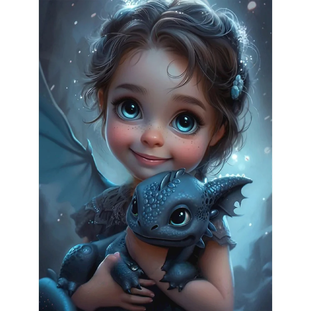 Full Round Diamond Painting - Dragon And Girl(Canvas|30*40cm)