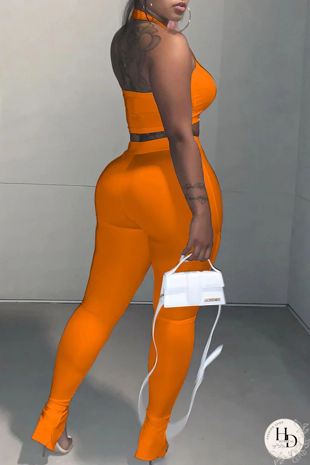 Red Sexy Casual Solid Backless Halter Sleeveless Two Pieces