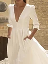 White Color Lace Split-Joint Half Sleeve Wedding Maxi Dress