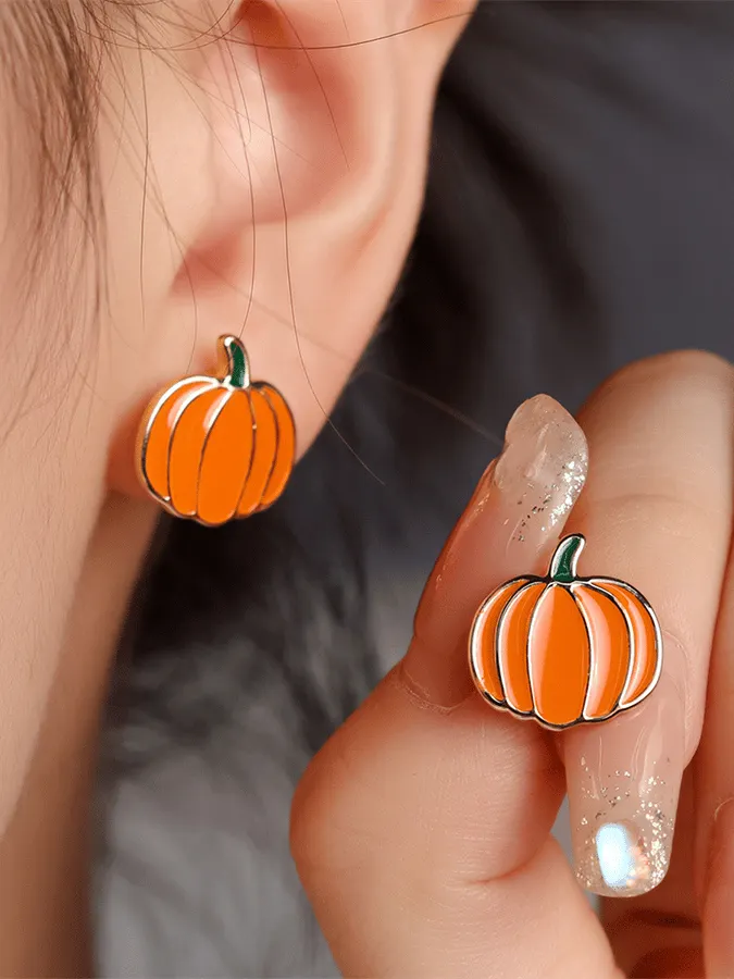 Halloween Pumpkin Element Earrings 