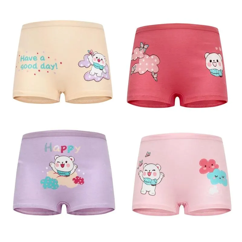 4 Pieces/Lot 2-12Y Children Underwear High Quality Cotton Girls Panties Cute Cat Pattern Kids Boxer Briefs Child Soft Girl Pants