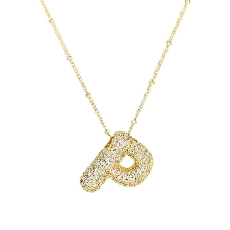 Casual Minimalist Letter Brass Plating Zircon Pendant Necklace 1 Piece