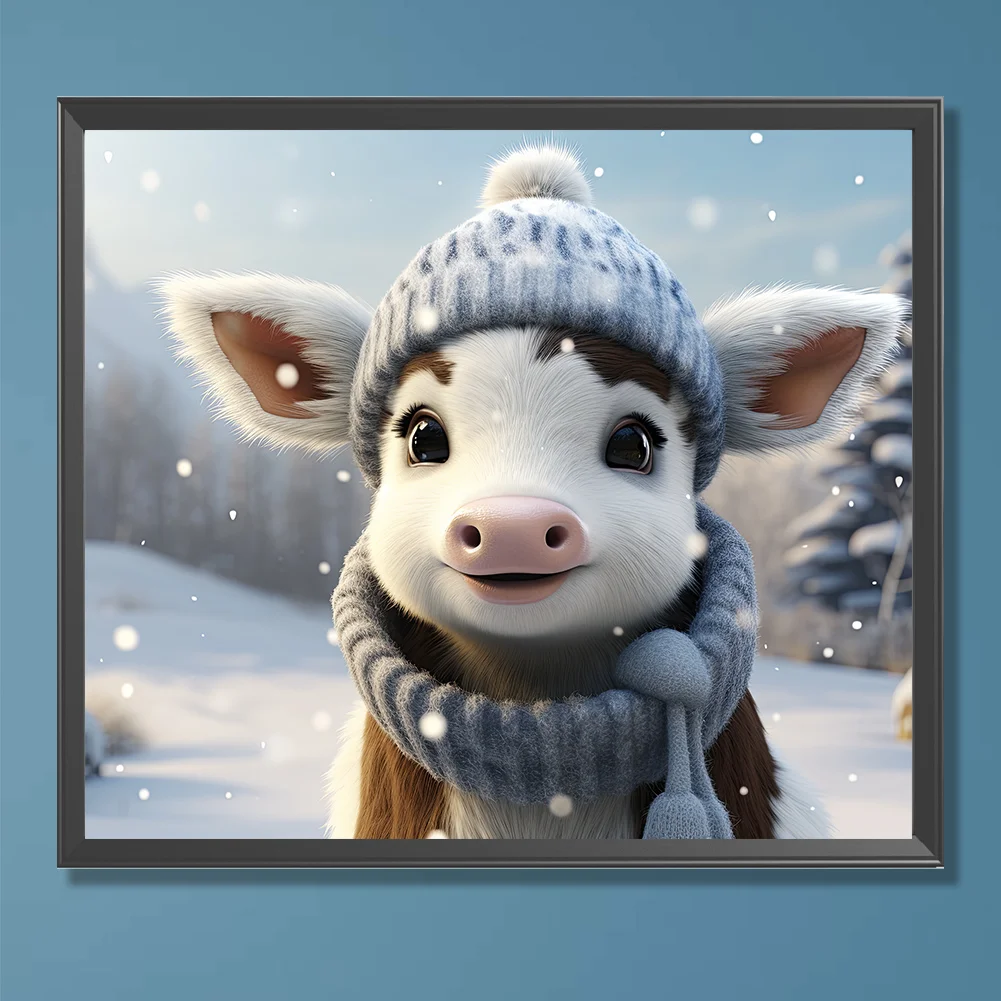 Diamond Painting - Full Round Drill - Winter Cow(Canvas|35*30cm)