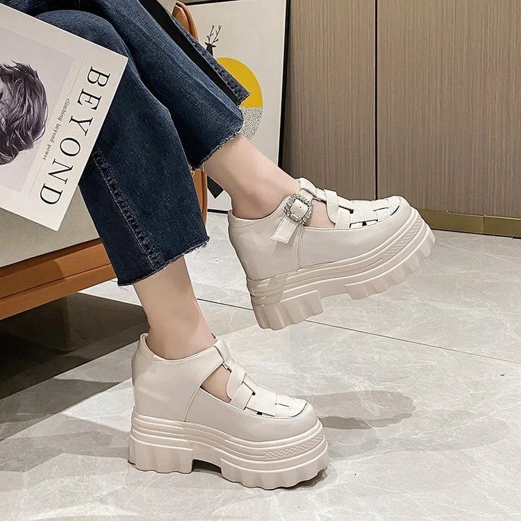 Wongn Wongn Spring And Autumn New Platform Woven Inside Increased Patent Leather Shoes Platform Sandal Women's Singles Shoes