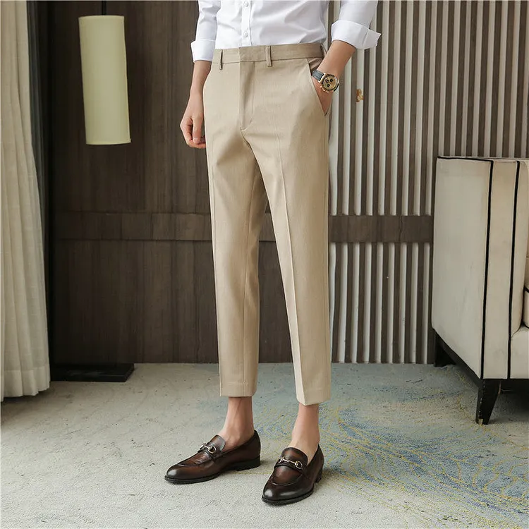 Men Trousers Summer Men's Slim Fit Suit Pants