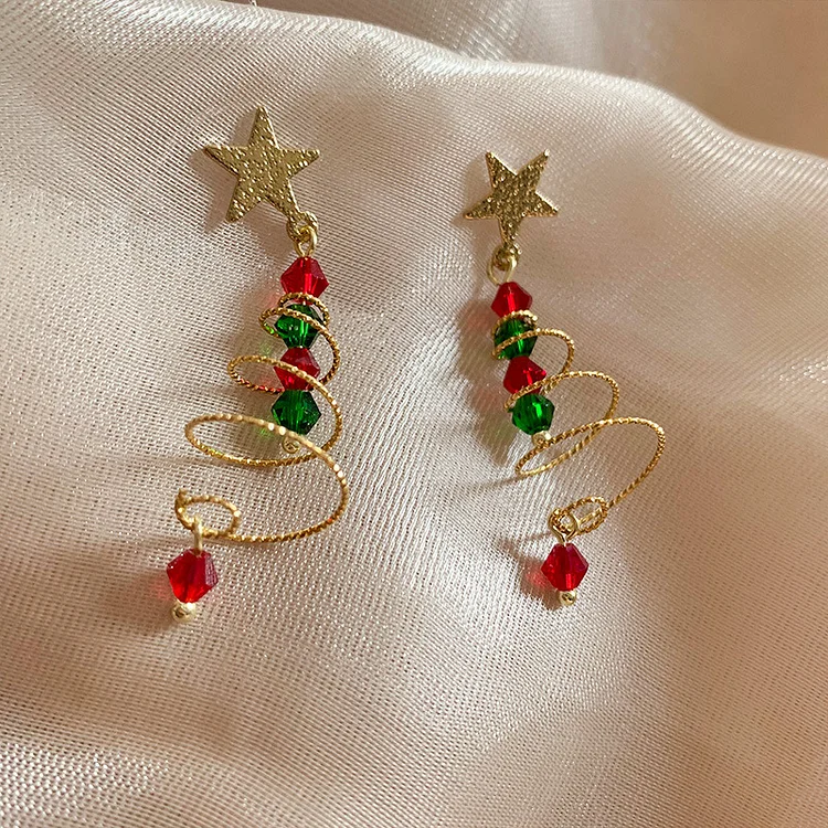 Early Christmas Sale - Star Spiral Christmas Tree Earrings