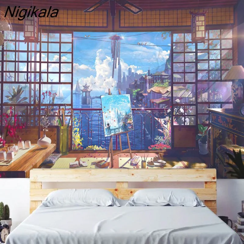 Nigikala Anime Character Tapestry Cartoon Wall Hanging Comic Aesthetics