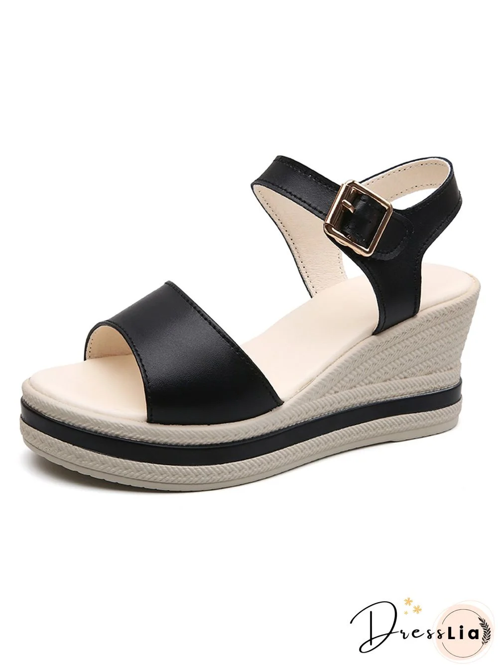 Cowhide Woven Sole Platform Wedge Resort Sandals