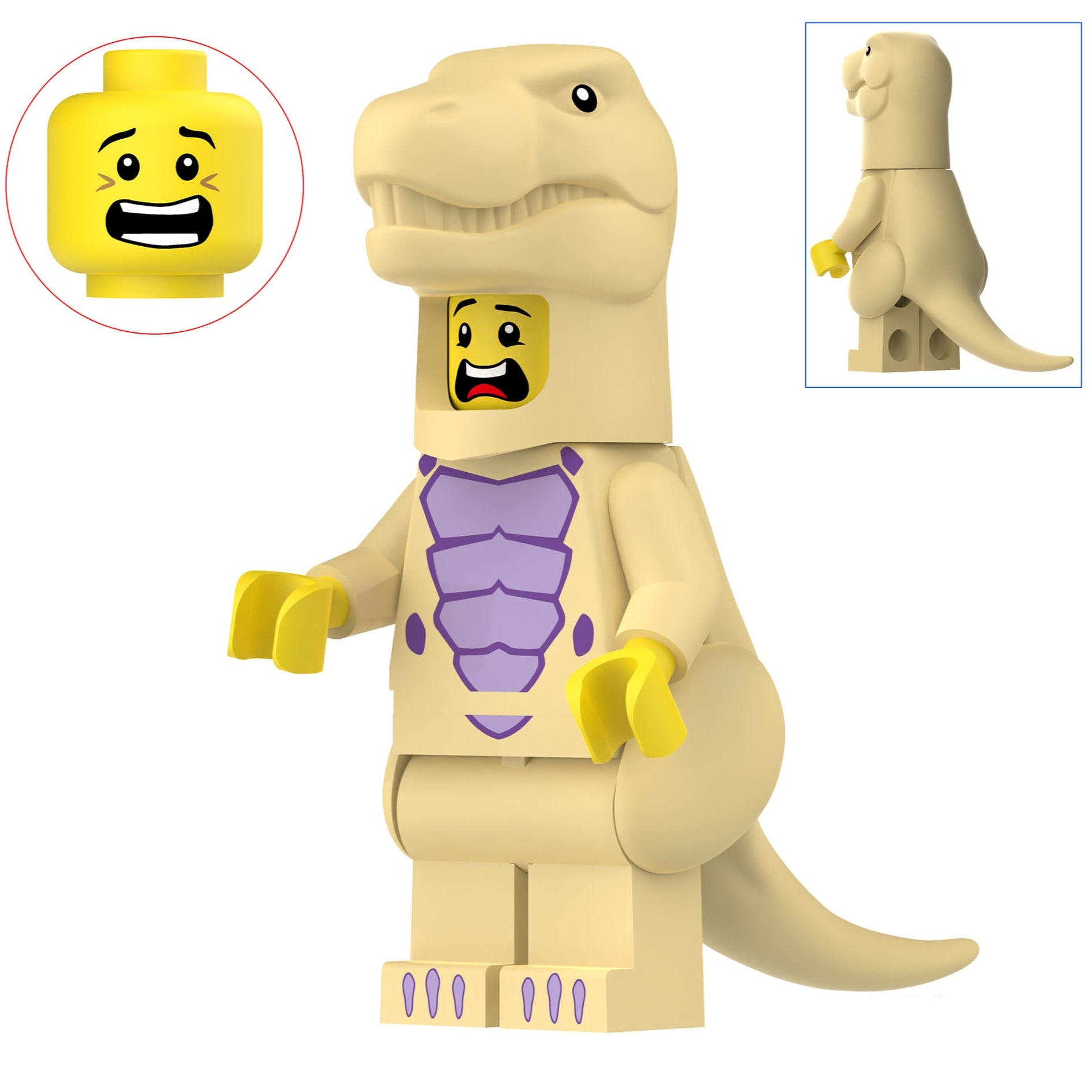 Yellow Tyrannosaurus Costumed Fan Custom Minifigure Minifigure Bricks monstertoys