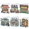 (US Only)6PCS DIY Diamond Art Greeting Cards Christmas Cottage Congratulations Cards